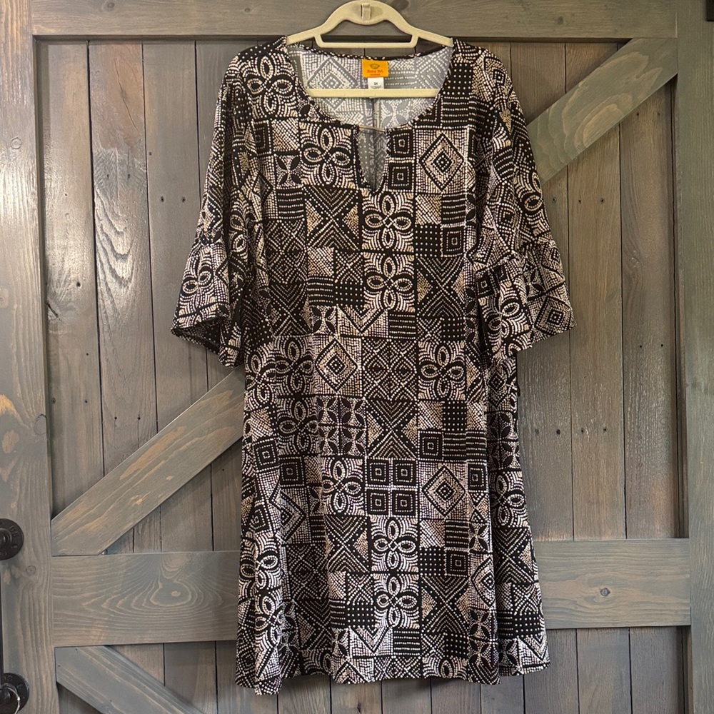 Ruby Rd. Black and White Geometric Dress